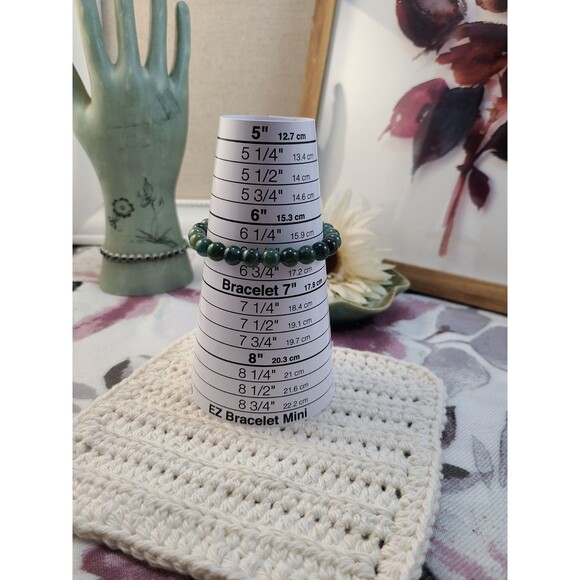 Natural Moss Agate Bracelet | 8mm Green Gemstone Beads Healing Crystal Gift - Picture 4 of 5